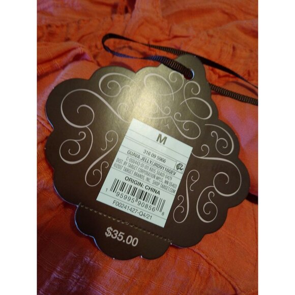 Knox Rose Women's Sz M Sun Dress Tiered Guava Jelly Flowy Midi 100% Cotton NEW - Picture 4 of 4